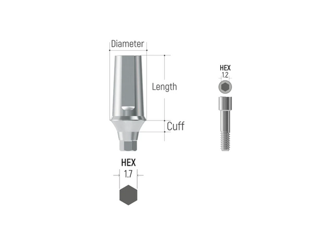 Straight Abutment for I-DO Narrow / Mini Dental Implant, HEX