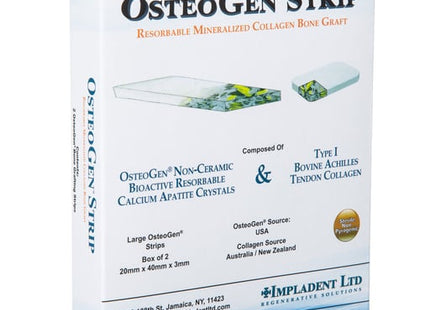 OsteoGen Strip 20mm x 40mm x 3mm Large Resorbable Mineralized Collagen Bone Graft, 2/Box
