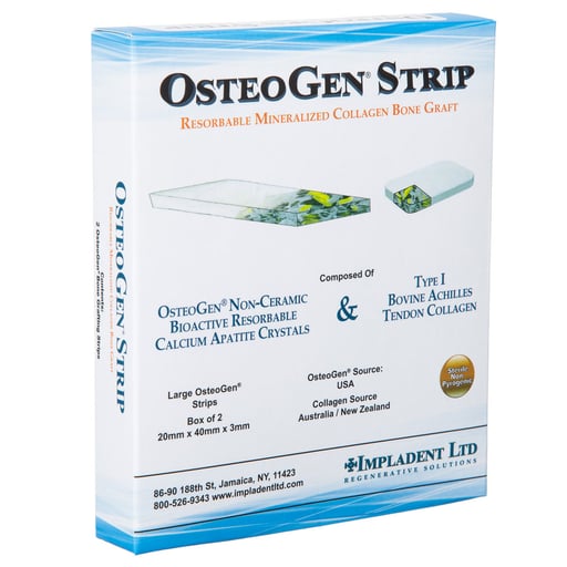 OsteoGen Strip 20mm x 40mm x 3mm Large Resorbable Mineralized Collagen Bone Graft, 2/Box
