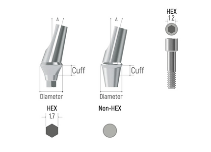 narrow dental implant 15° angled hex non-hex  abutment